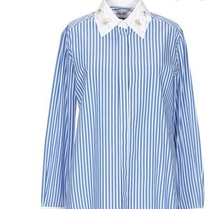 Muveil removable collar striped shirt